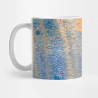 Beautiful blue and orange combination painted wooden surface with scratches Mug